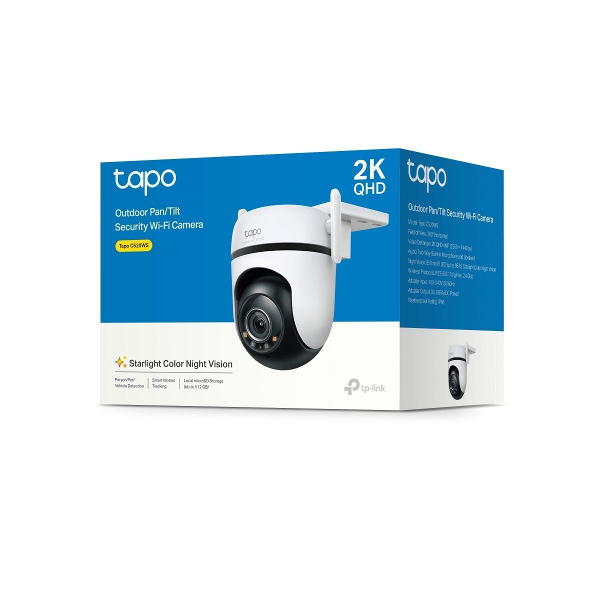 "Protege tu casa con la TP-Link Tapo C520WS: cámara Wi-Fi 2K QHD 360° con visión nocturna a color, alarma de luz/sonido y detección inteligente IA. Ideal para exteriores en Colombia. Envíos rápidos y garantía. ¡Vive tranquilo!"
